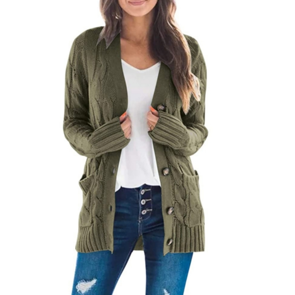 NEW Long Sleeve Cable Knit Cardigan Sweater 
